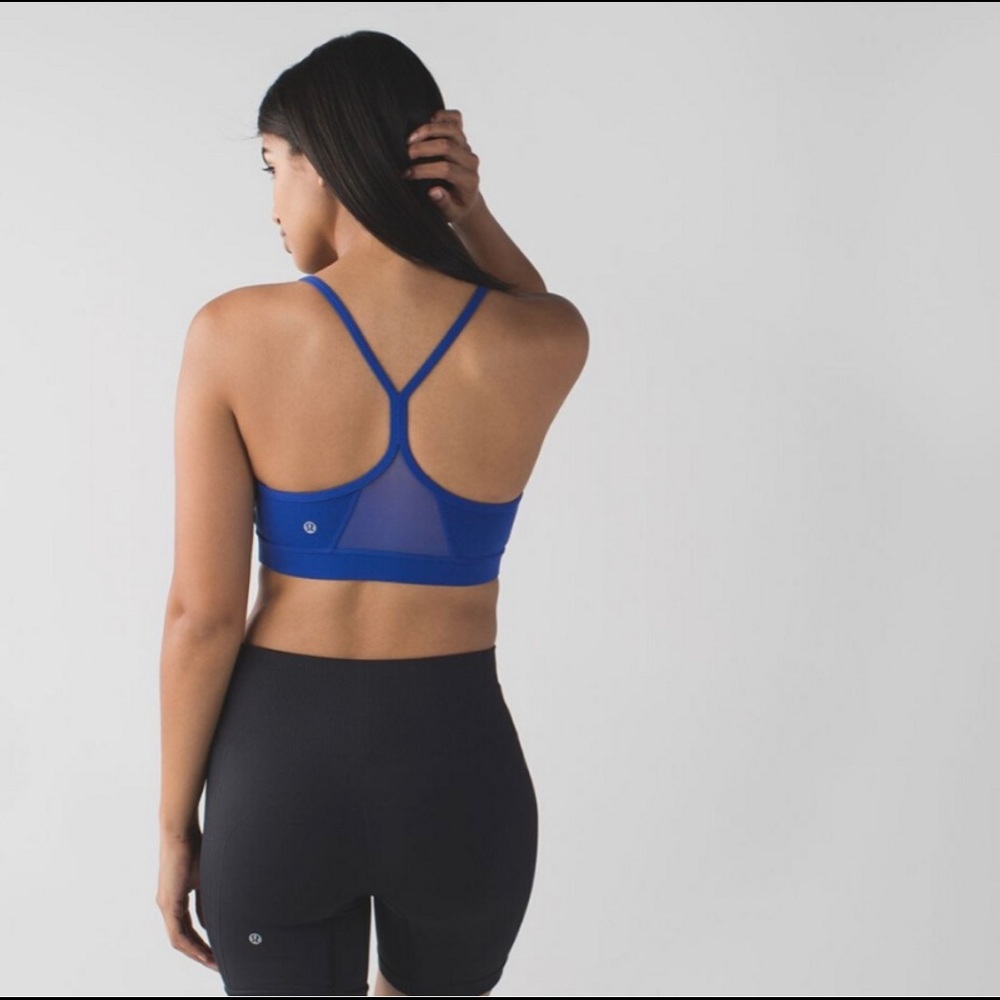 Lululemon Flow Y Navy Blue Printed Sports Bra Sz 4
